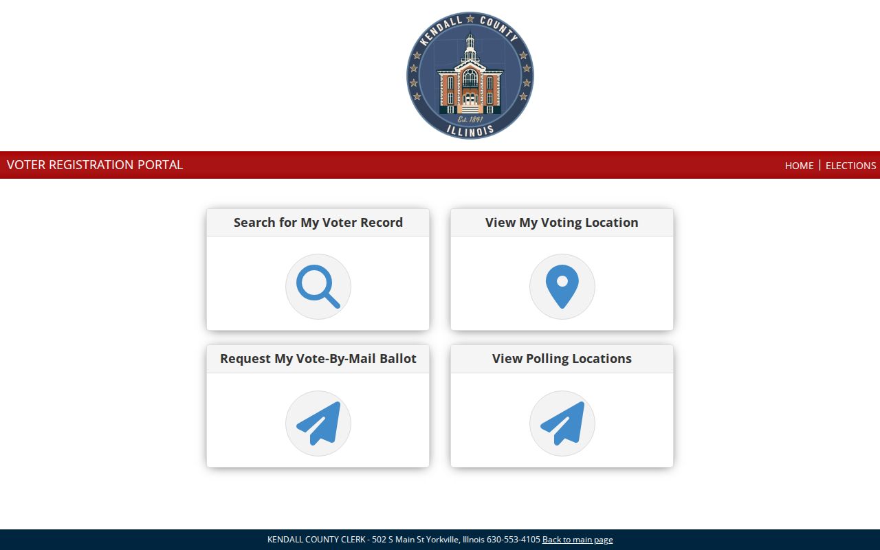 Kendall County Search My Voter Record launcher for Yorkville voters