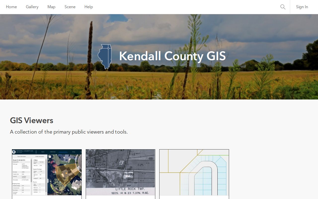 Yorkville street directory view of the Kendall County GIS Portal